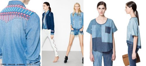 patterned denim shirts at Zara