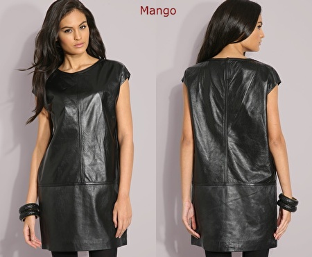 Mango black leather dress
