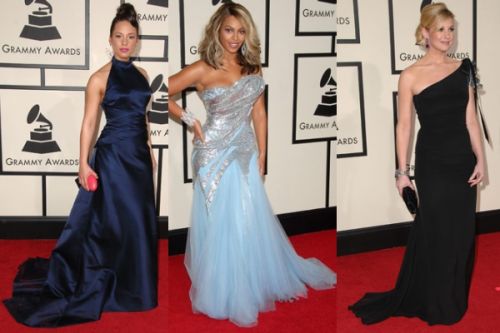 Long trail dresses at Grammy Awards