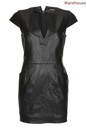 Warehouse black leather dress